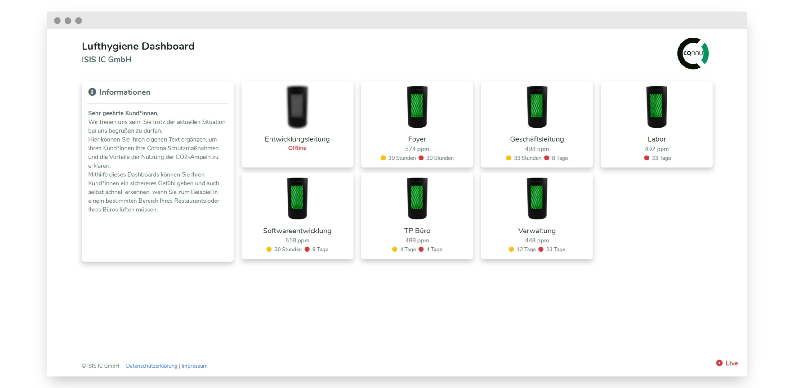 Conny CO2 monitor traffic light