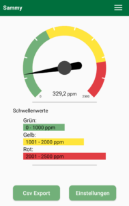 preview of the Conny CO2 monitor app